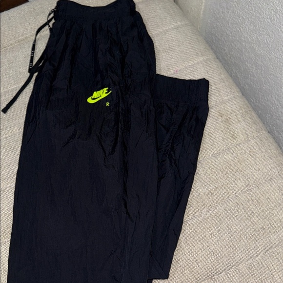 Nike Black Pants with Neon Green Logo - Picture 1 of 1